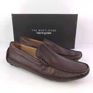 Bloomingdale's Brown Leather Slip-On Loafers